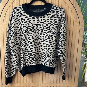 T Tahari Black and Cream Animal Print Sweater